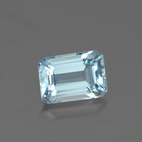 Aigue-marine bleue naturelle taille émeraude, 0,96 ct, VVS