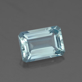 Aigue-marine bleue naturelle taille émeraude, 1,51 ct, VVS