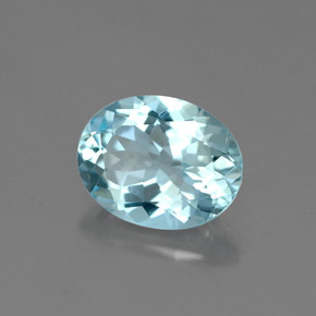 Aigue-marine bleue naturelle coupe ovale, 1,68 ct, VVS