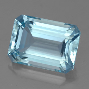 Aigue-marine bleue naturelle taille émeraude, 4,30 ct, VVS-VS