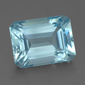 Aigue-marine bleue naturelle taille émeraude, 4,00 ct, VVS