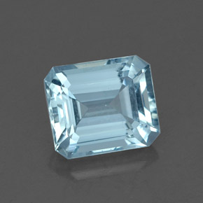 Aigue-marine bleue naturelle taille émeraude, 1,64 ct, VVS