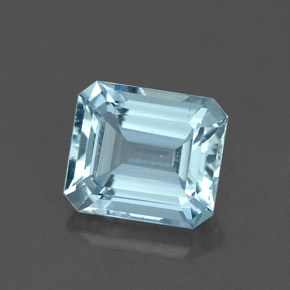 Aigue-marine bleue naturelle taille émeraude, 1,64 ct, VVS