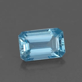 Aigue-marine bleue naturelle taille émeraude, 1,17 ct, VVS