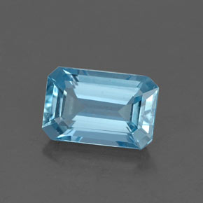 Aigue-marine bleue naturelle taille émeraude, 1,17 ct, VVS