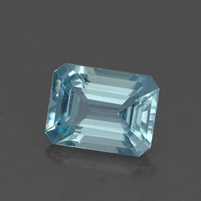 Aigue-marine bleue naturelle taille émeraude, 1,26 ct, VS