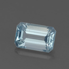 Aigue-marine bleue naturelle taille émeraude, 1,35 ct, VVS