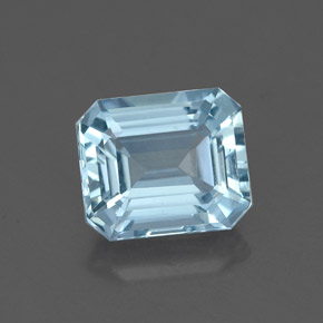 Aigue-marine bleue naturelle taille émeraude, 1,23 ct, VVS