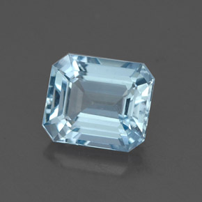 Aigue-marine bleue naturelle taille émeraude, 1,23 ct, VVS