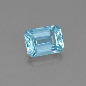 Bleu vert Bleu clair naturelle Taille émeraude, 1.27 ct, VS-SI