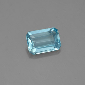 Aigue-marine bleue naturelle taille émeraude, 0,64 ct, VS-SI