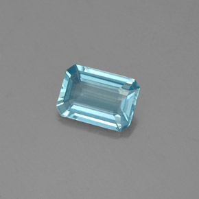 Aigue-marine bleue naturelle taille émeraude, 0,64 ct, VS-SI