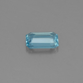 Aigue-marine bleue naturelle taille émeraude, 0,64 ct, VS-SI