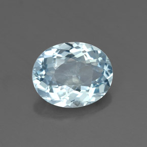 Aigue-marine bleue naturelle coupe ovale, 1,55 ct, VS-SI