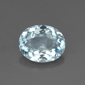 Aigue-marine bleue naturelle coupe ovale, 1,55 ct, VS-SI