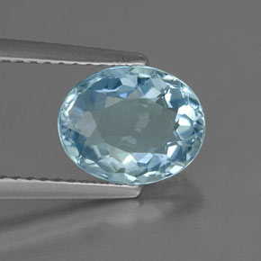 Aigue-marine bleue naturelle coupe ovale, 1,74 ct, IF