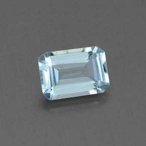 Aigue-marine bleue naturelle taille émeraude, 0,84 ct, VS