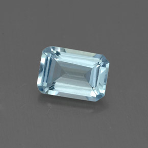 Aigue-marine bleue naturelle taille émeraude, 0,84 ct, VS