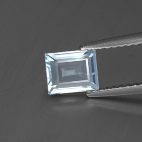 Aigue-marine bleue naturelle baguette, 0,76 ct, SI