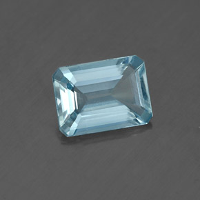Aigue-marine bleue naturelle taille émeraude, 1,13 ct, VS