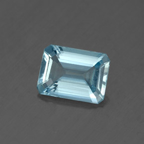 Aigue-marine bleue naturelle taille émeraude, 1,13 ct, VS