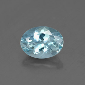Aigue-marine bleue naturelle coupe ovale, 1,25 ct, VS-SI