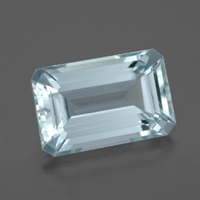 Aigue-marine bleue naturelle taille émeraude, 3,93 ct, VVS