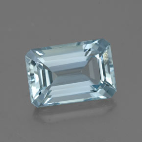 Aigue-marine bleue naturelle taille émeraude, 2,13 ct, VVS