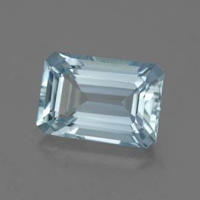 Aigue-marine bleue naturelle taille émeraude, 2,13 ct, VVS