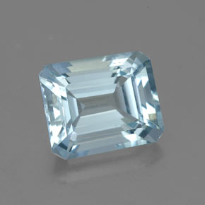Aigue-marine bleue naturelle taille émeraude, 2,20 ct, VVS