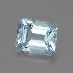 Aigue-marine bleue naturelle taille émeraude, 2,20 ct, VVS