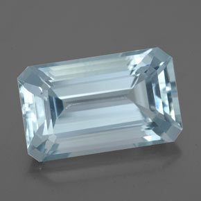 Aigue-marine bleue naturelle taille émeraude, 5,33 ct, VS