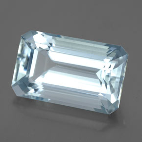 Aigue-marine bleue naturelle taille émeraude, 5,33 ct, VS
