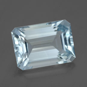 Aigue-marine bleue naturelle taille émeraude, 4,37 ct, VS