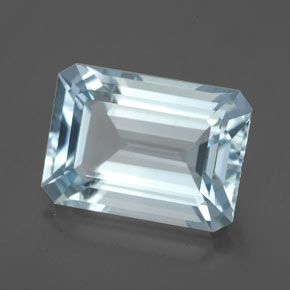 Aigue-marine bleue naturelle taille émeraude, 4,37 ct, VS
