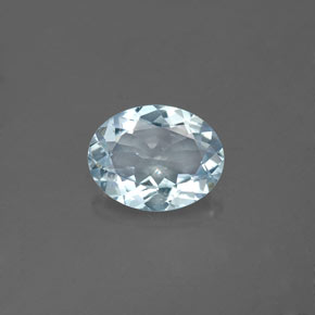 Aigue-marine bleue naturelle coupe ovale, 1,38 ct, VS