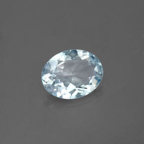 Aigue-marine bleue naturelle coupe ovale, 1,38 ct, VS