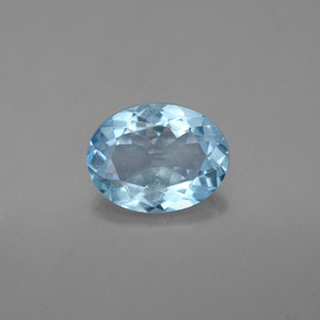 Aigue-marine bleue naturelle coupe ovale, 1,37 ct, VS