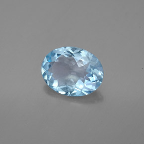 Aigue-marine bleue naturelle coupe ovale, 1,37 ct, VS