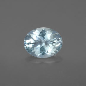 Aigue-marine bleue naturelle coupe ovale, 1,66 ct, VS
