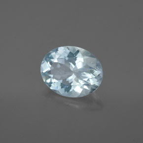 Aigue-marine bleue naturelle coupe ovale, 1,66 ct, VS
