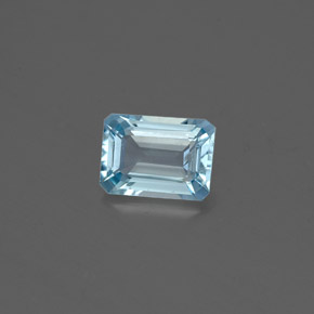 Aigue-marine bleue naturelle taille émeraude, 0,80 ct, SI