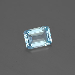 Aigue-marine bleue naturelle taille émeraude, 0,80 ct, SI
