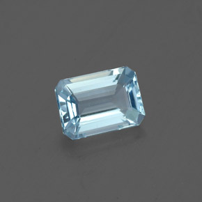 Aigue-marine bleue naturelle taille émeraude, 0,76 ct, VVS
