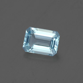 Aigue-marine bleue naturelle taille émeraude, 0,76 ct, VVS