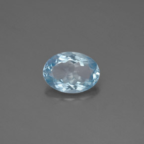 Aigue-marine bleue naturelle coupe ovale, 1,09 ct, VS