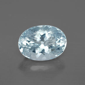 Aigue-marine bleue naturelle coupe ovale, 2,37 ct, VS-SI