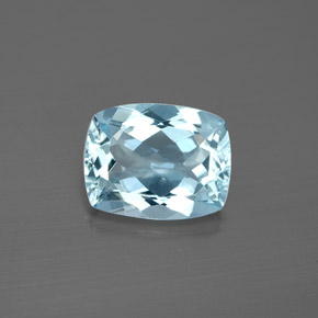 Aigue-marine bleue naturelle coupe coussin, 2,37 ct, VVS-VS