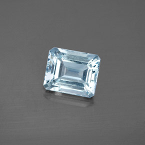 Aigue-marine bleue naturelle taille émeraude, 2,14 ct, SI
