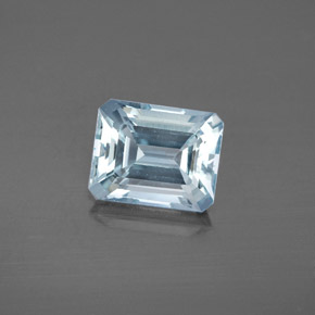 Aigue-marine bleue naturelle taille émeraude, 2,73 ct, VS
